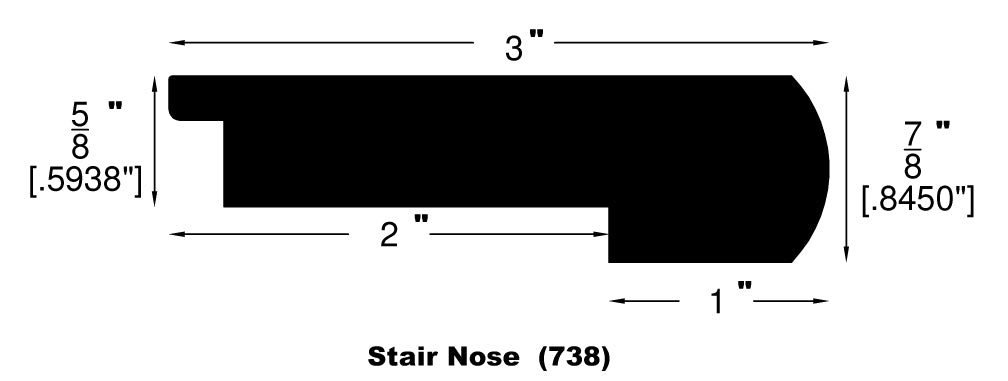 Unfinished Hickory Stair Nose 3" - For 5/8" Floor