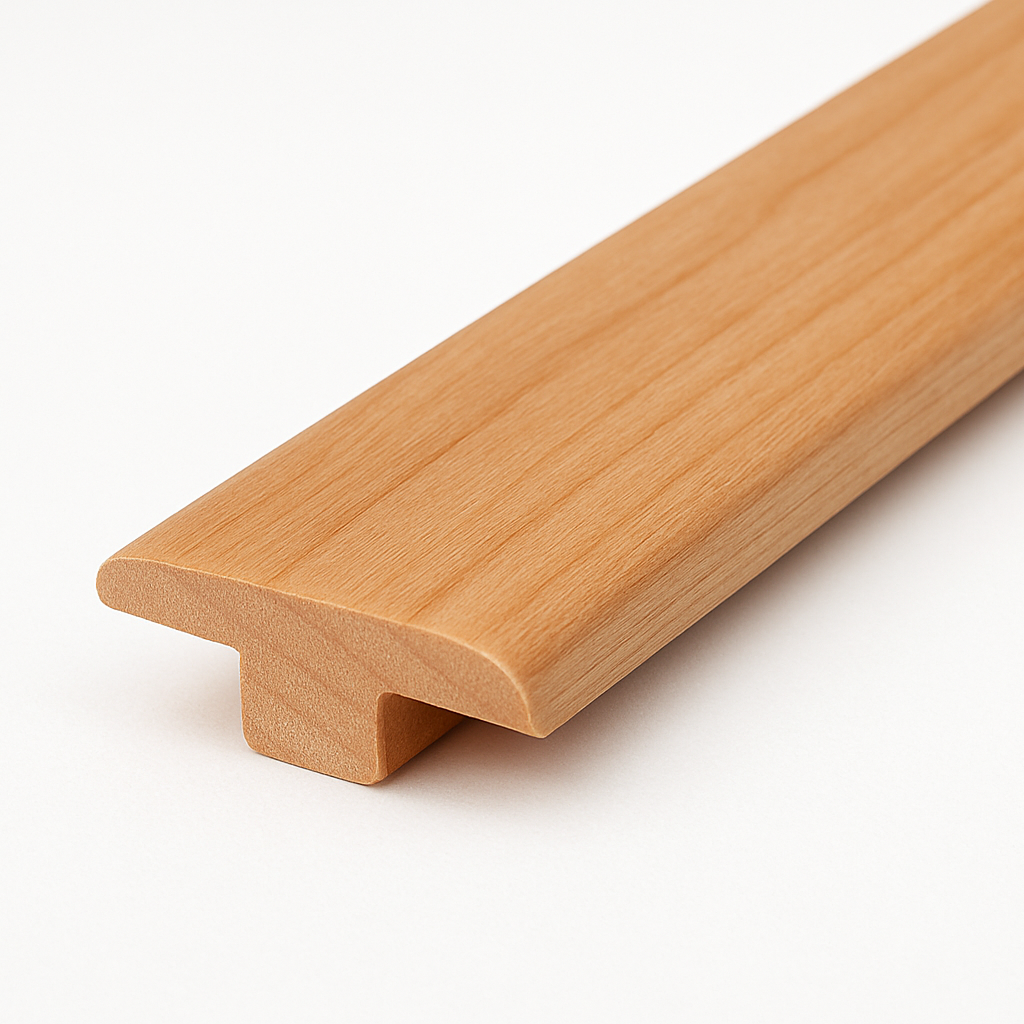 Can you make it an unfinished american cherry t-molding with a white backround?