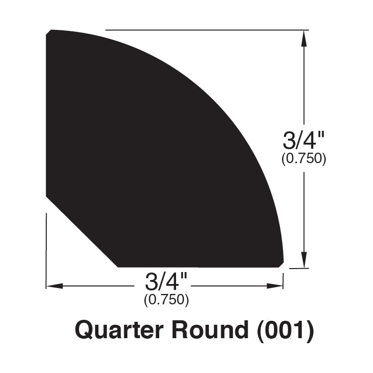 Unfinished White Oak Quarter Round 94"