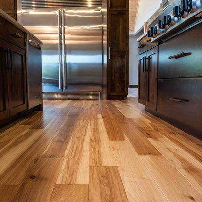 2 1/4" unfinished solid hickory Character Grade flooring