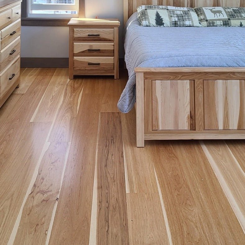 4" unfinished solid hickory Select & Better flooring
